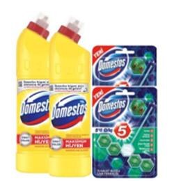 Domestos Limon 2×810 gr Çoklu Paket Çamaşır Suyu + Domestos 35 gr WC Blok