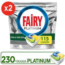 Fairy Platinum Limon Kokulu 2×115 Adet Bulaşık Makinesi Deterjanı