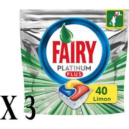 Fairy Platinum Plus 3×40 Tablet Limon Kokulu Bulaşık Makinesi Deterjanı
