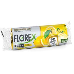 Florex Orta Boy Limon Kokulu 25 Rulo Büzgülü Çöp Poşeti