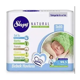 Sleepy 3×60 Yaprak Naturel Islak Havlu