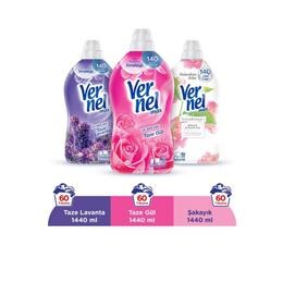 Vernel Max Taze Lavanta 1440 ml + Taze Gül 1440 ml + Şakayık Beyaz Çay 1440 ml Çamaşır Yumuşatıcı