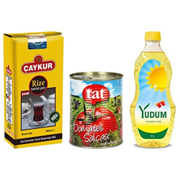 Yudum 1 lt Ayçiçcek Yağı + Tat 830 gr Domates Salçası + Çaykur 1 kg Çay